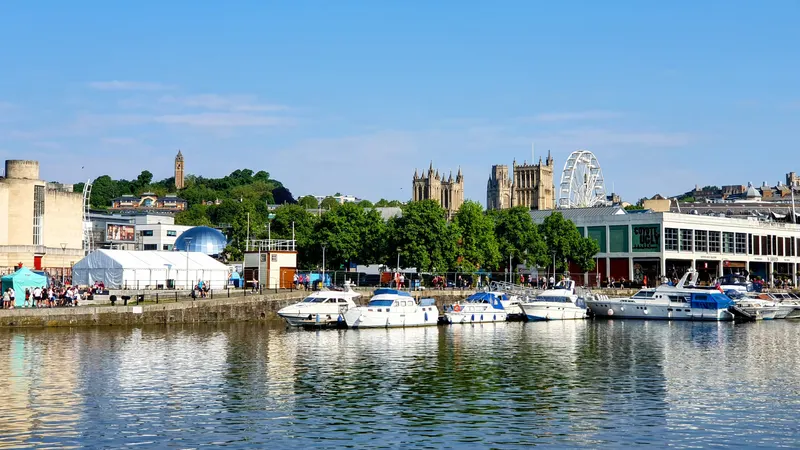 Bristol waterfront and harbour on a clear day
